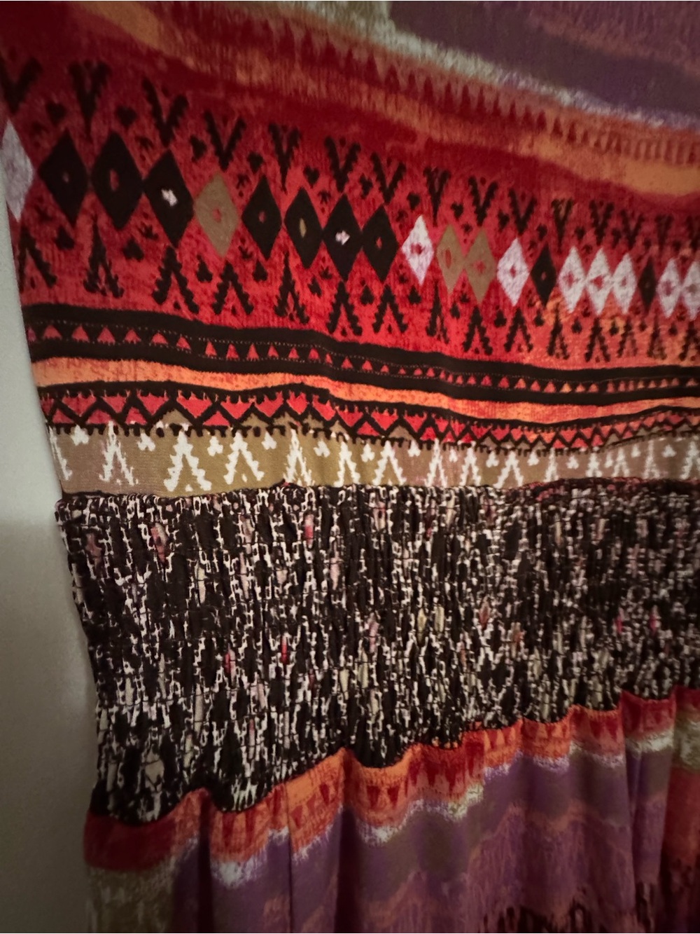 Rabbit Rabbit Rabbit Designs Dress Size 8 Multicolor Studded V Neck Boho - Picture 6 of 9